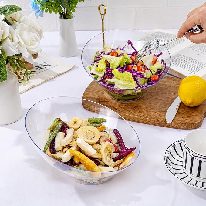 bUCLA 12 Pack Clear Plastic Serving Bowls - 20 OZ Angled Serving Bowls - Image 5