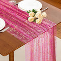 SiinvdaBZX 4 Pcs Hot Pink Sheer Tulle Table Runner 120 Inch/10 Ft Long | Gauze by SiinvdaBZX