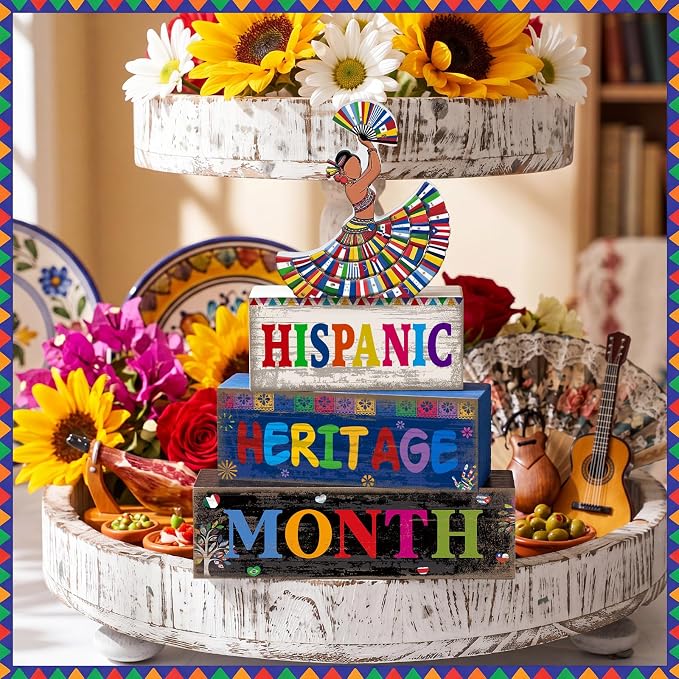 Moucuny 4 Pcs Hispanic Heritage Month Table Decorations Colorful Wooden Dancer - Image 4