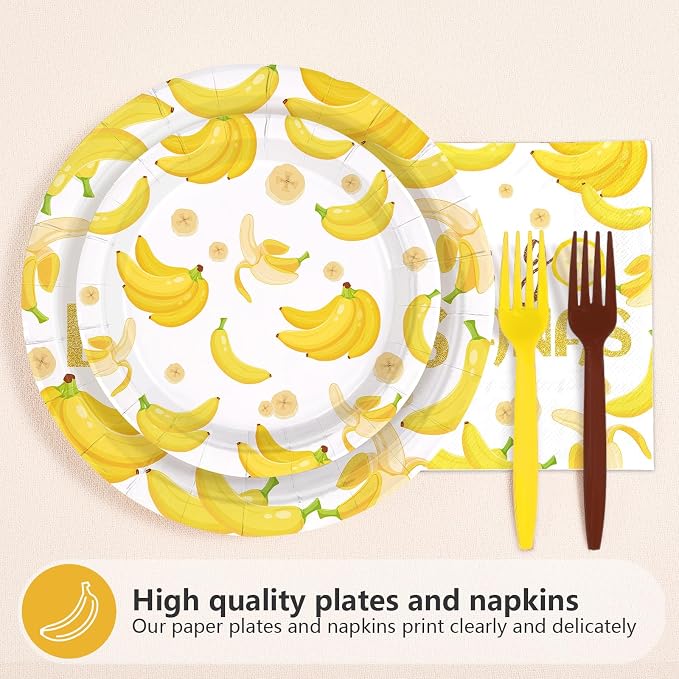 96 Pcs Yellow Banana Themed Party Decorations, Serves 24 | Banana Birthday - Image 2
