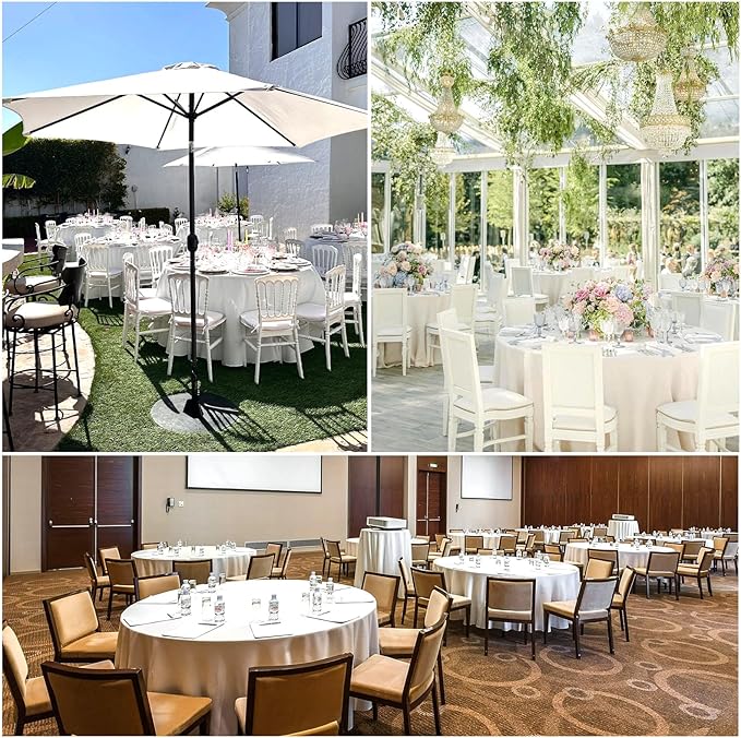 8 Pack Round Tablecloth 90 Inch White Table Cloth for Round Tables, Washable Polyester Tablecloth Stain and Wrinkle Resistant Decorative Table Cloth for Wedding Party Dining Banquet