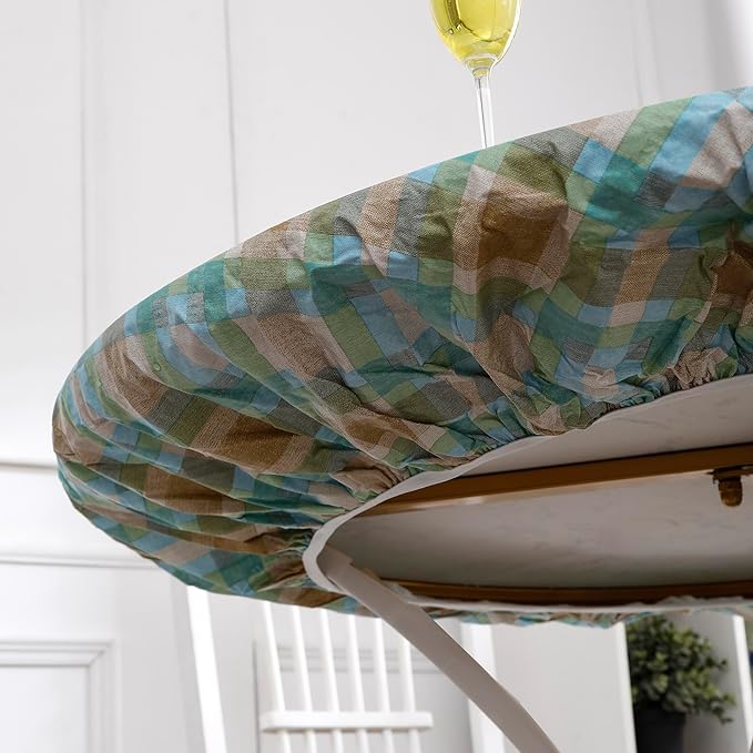 Walrus Round Vinyl Fitted Tablecloth with Flannel Backing Elastic Edge Design Table Cover Waterproof Oil-Proof PVC Table Cloth Stain-Resistant Best for 37"-44" Round