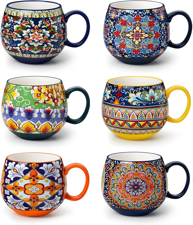 vancasso Coffee Mugs Set of 6, 18oz Ceramic Coffee Cups, Colorful | Porcelain by vancasso