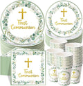 Pickmesh 250 Pcs Green First Holy Communion Disposable Tableware Set God Bless by Pickmesh