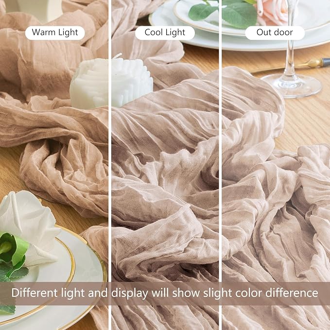 Cheesecloth Table Runner Nude Pink 10FT Boho Gauze Runner, 6 Pack | 120 Inch - Image 8