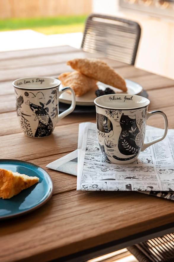 Karma Gifts 14 oz Black and White Boho Mug Raven - Image 3