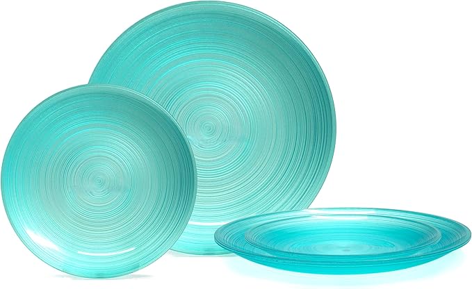 " OCCASIONS " 120 Plates Pack,(60 Guests) Premium Wedding Party Disposable Plastic Plates Set -60 x 10'' Dinner + 60 x 7'' Salad/Dessert (Belize, Aqua)