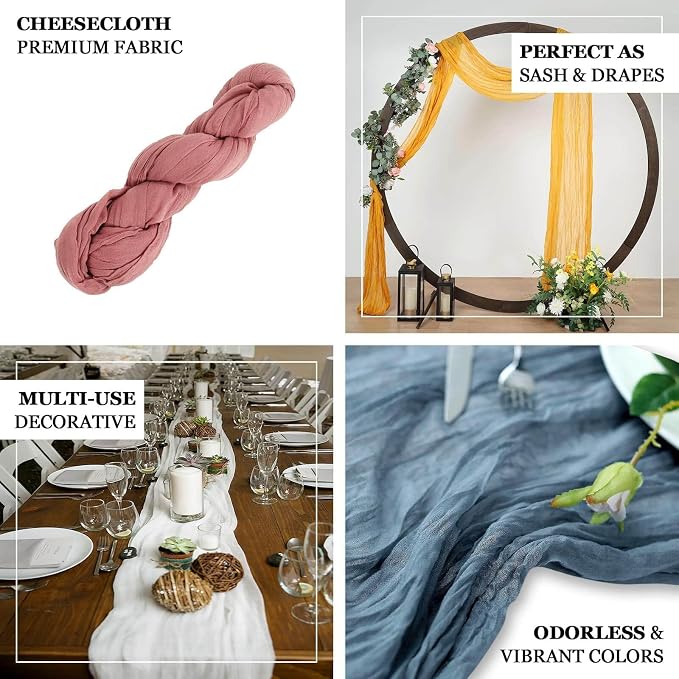 Efavormart 20ft Natural Beige Gauze Cheesecloth Wedding Arch Drapery Fabric - Image 3