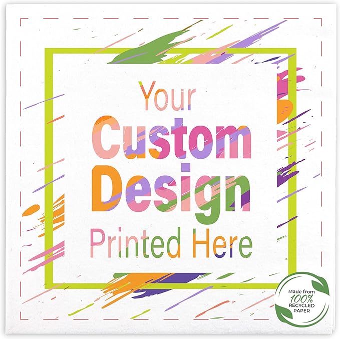 B.E. Green 100% Recycled Custom Cocktail Napkins - Personalized 100% Recycled Napkins - Eco-friendly & Full-Color Digital Printed - Weddings, Events & Celebrations - Pack of 50 - Non-Embossed, 5"x 5"