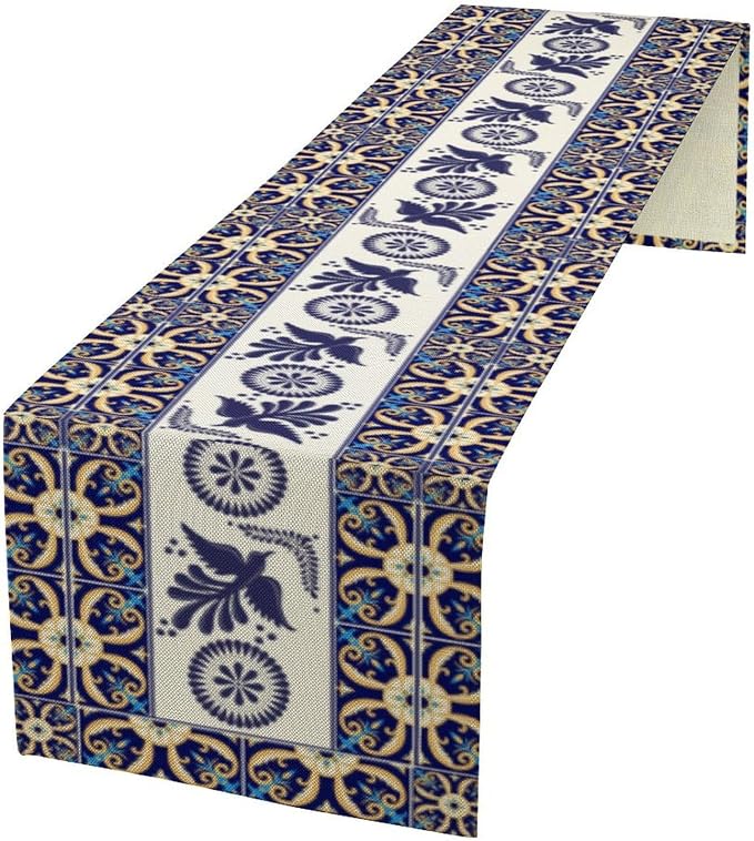 YCness Floral Bird Mexican Table Runner, 13x70 Inch - Image 2