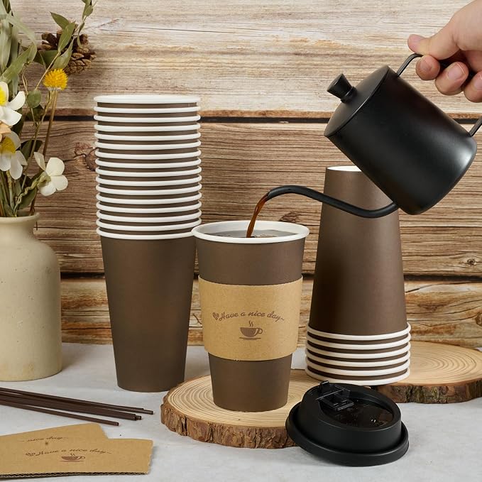 LITOPAK 100 Pack 16 oz Coffee Cups - Image 3