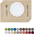 Kevin Textile Burlap Linen Placemats Set of 4 Heat Resistant Dining Table Place Mats Washable Kitchen Table Mats, 13 x19 inches, Cream Beige