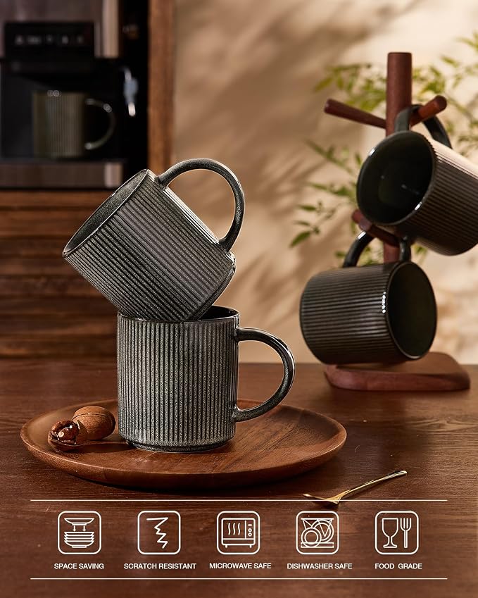 famiware Coffee Mug Set for 8, Star 16 oz Catering Mugs Cup Set - Image 4