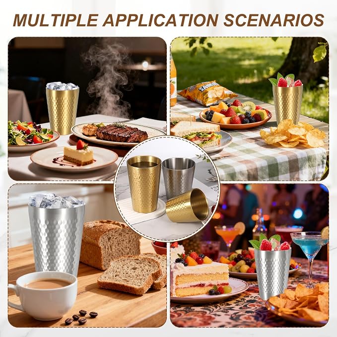 uxcell 2 Pcs Stainless Steel Cups, 6oz/175ml Metal Cups Diamond Textured - Image 6