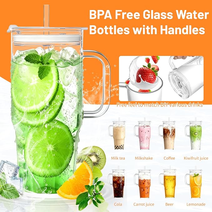 Birity 2Pack 40OZ Glass Tumbler - Image 2