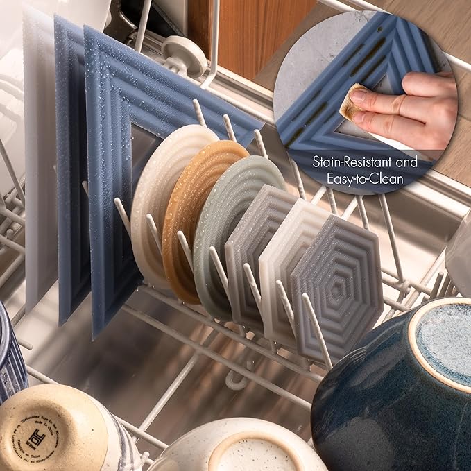 LINE+ARC Extra Thick Silicone Trivets (Featured in ELLE Decor & BuzzFeed) Waterproof Dishwasher-Safe Stain Resistant (Set of 3 Mauve Degrē Trivets) Outdoor Rubber Purple Mid-Century Modern