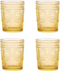 Amzcku Amber Drinking Glasses Set of 4, Vintage Glassware 10 oz- by Amzcku