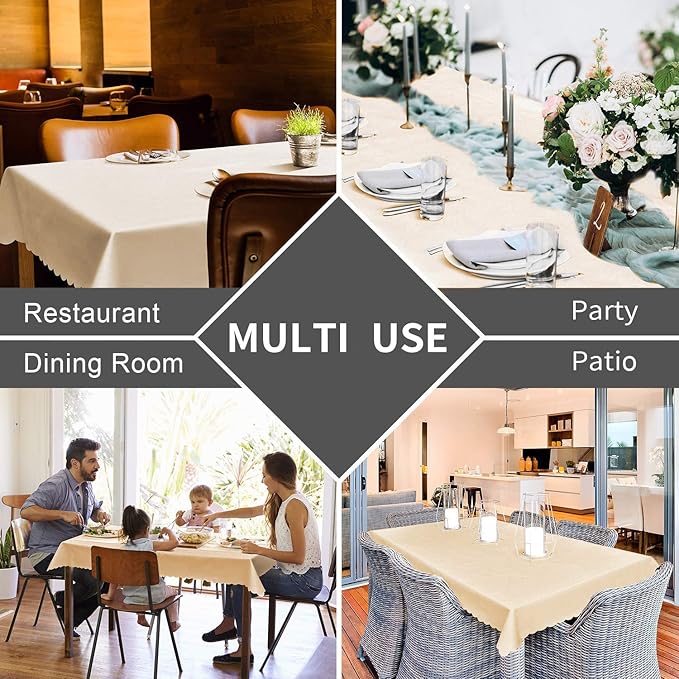 Smiry Rectangle Table Cloth, Waterproof Heavy Duty Vinyl Tablecloths, Wipeable Washable Table Cover for Kitchen and Dining Room (Brown, 60" X 102")