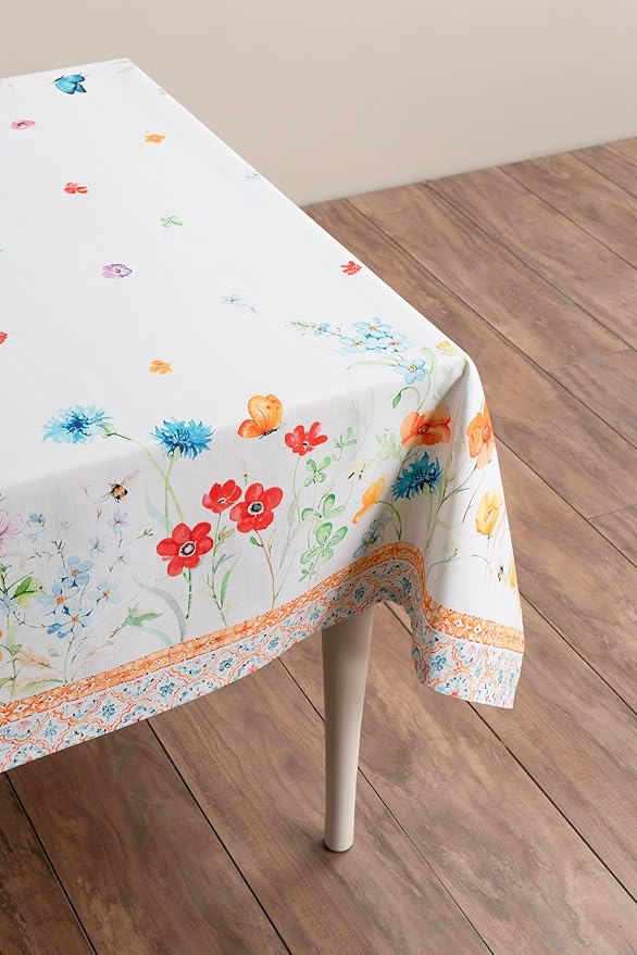 Maison d' Hermine Table Cloth Rectangle Table 100% Cotton 70 x 140 Inches Tablecloth Reusable Decorative for Dining Room Farmhouse Home Valentines Day Decorations Spring Summer - Summer Whisper