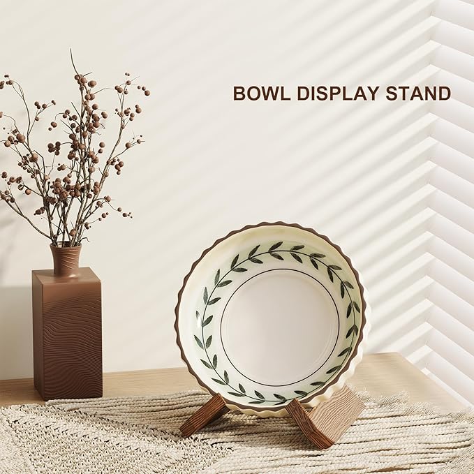 2Pack Large Bowl Stands for Display 12 Inch Heavy Duty, Extra Wide Wooden Plate - Image 4