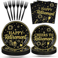 100 Pcs Happy Retirement Tableware Party Supplies Set, Serves 25 – Disposable by Merriva