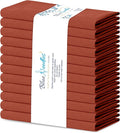 Blue Needles Solid Cloth Napkins Set of 12 Rust 100% Cotton Dinner Napkins 18x18 inches - Soft, Reusable, Absorbent & Washable Linen, Ideal for Wedding Events, Parties & Everyday Use