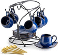 LYEOBOH 3oz Espresso Cups with Saucers, Small Coffee Cups Set of 6 with Spoons by LYEOBOH