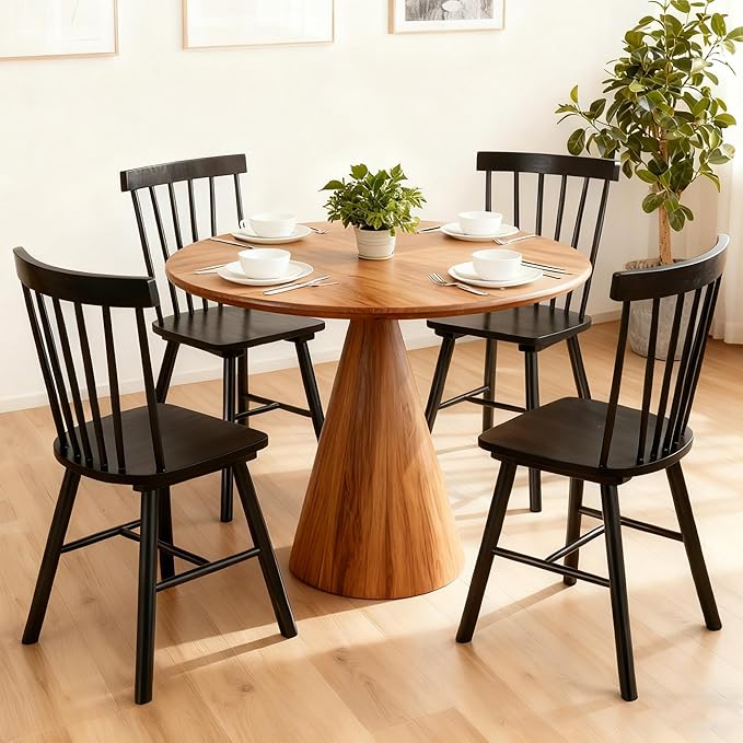 DUHOME Windsor Dining Chairs Set of 4,Farmhouse Style Spindle Back Wooden Kitchen Chairs for Home Kitchen, Dining Room,Living Room,Bistro