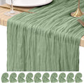 Pesonlook Cheesecloth Table Runner Sage Green, 10 Pack 17.7x108 inch, Long | by Pesonlook