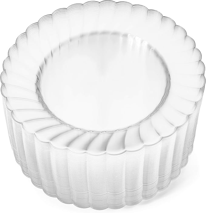 Premium Hard Plastic Plate Set 100 x 6” Clear Round Plates - Image 7