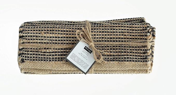 Natural Jute & Black Placemats, 13x19 Inch Dining Table Placemats - Image 8