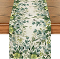 Artoid Mode Green Flowers Floral Eucalyptus Summer Table Runner, Seasonal by ArtoidMode