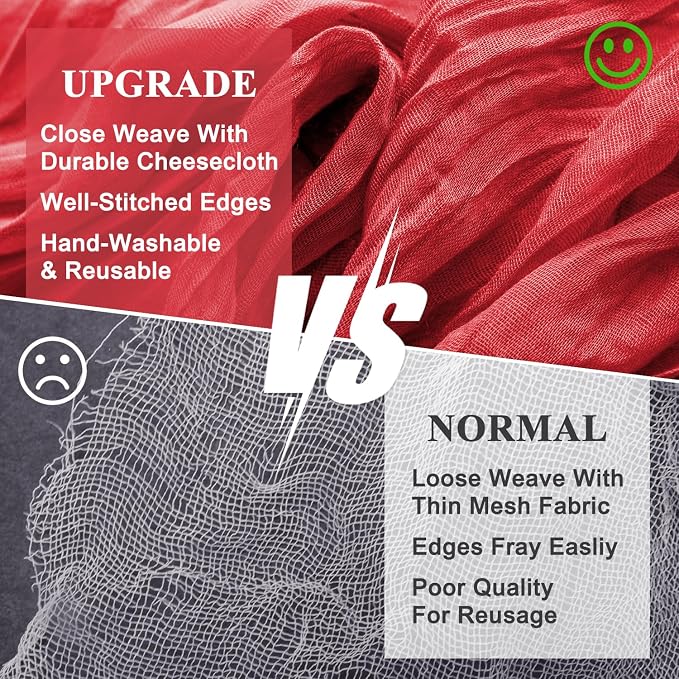Cheesecloth Table Runner Red 10FT Boho Gauze Runner, 6 Pack | 120 Inch Cheese - Image 4