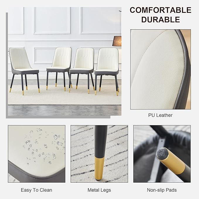 Table and Chairs Set of 4, Dining Room Table Set for 4, Sintered Stone Kitchen Table Top and Modern Chairs Set of 4 for Kitchen Dining Room, Small Space
