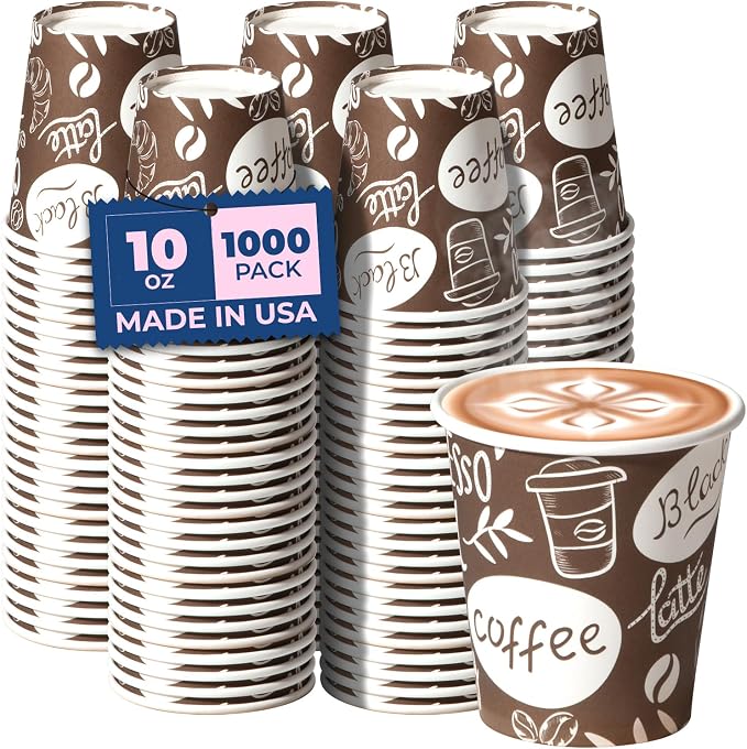 Fit Meal Prep 10 oz Coffee Cups 1000 Count, Leak-Proof Hot Cup, Disposable by FMPBRANDS