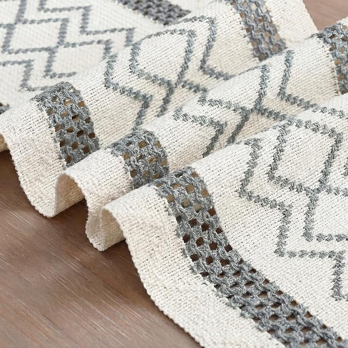 Artoid Mode Dark Grey Stripe Diamond Woven Table Runner 12x90 Inch | Holiday - Image 6
