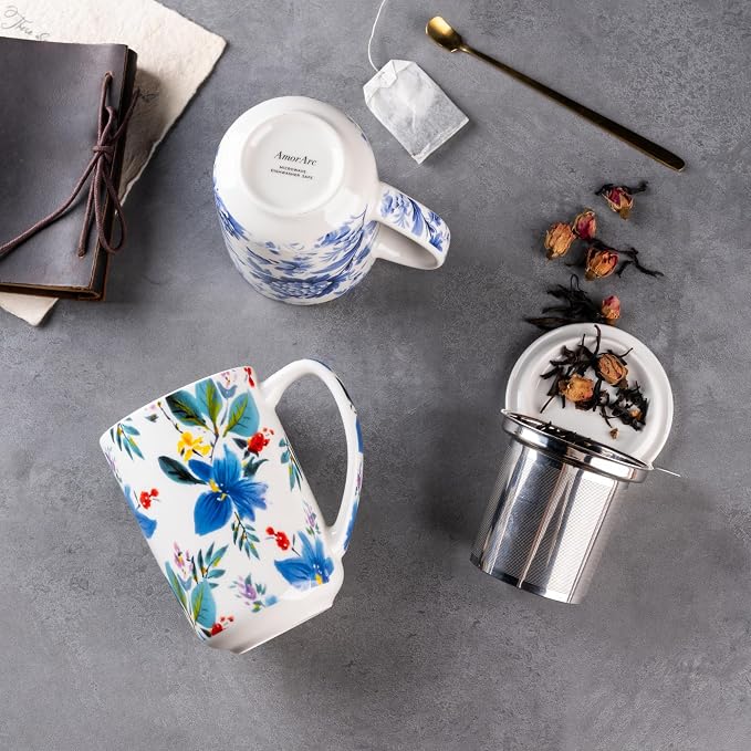 AmorArc Tea Cup With Infuser and Lid, 18oz Loose Leaf Tea Mug With Steeper | - Image 5