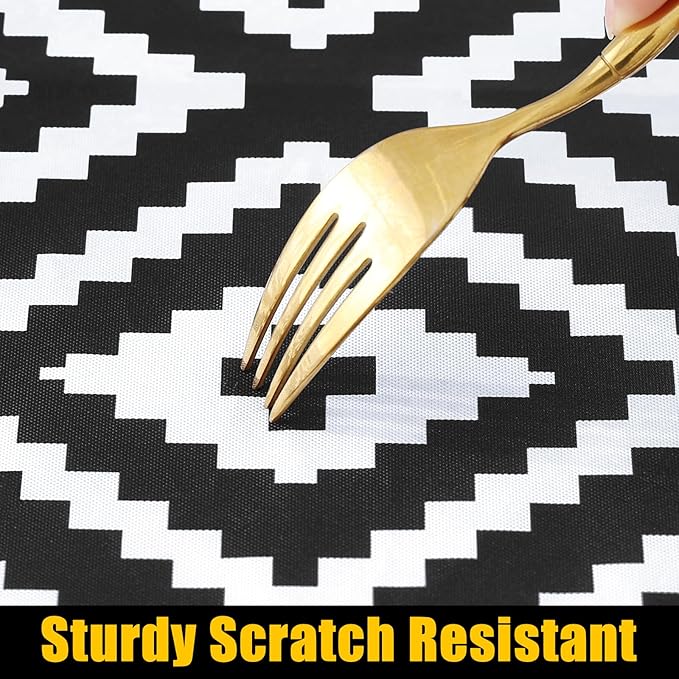 Smiry Rectangle Table Cloth Cover, Waterproof Elastic Fitted Picnic Tablecloth for 4 Foot Tables, Wipeable Flannel Backed Vinyl Tablecloths for Camping, Dining, Outdoor (Black, 24" x 48")
