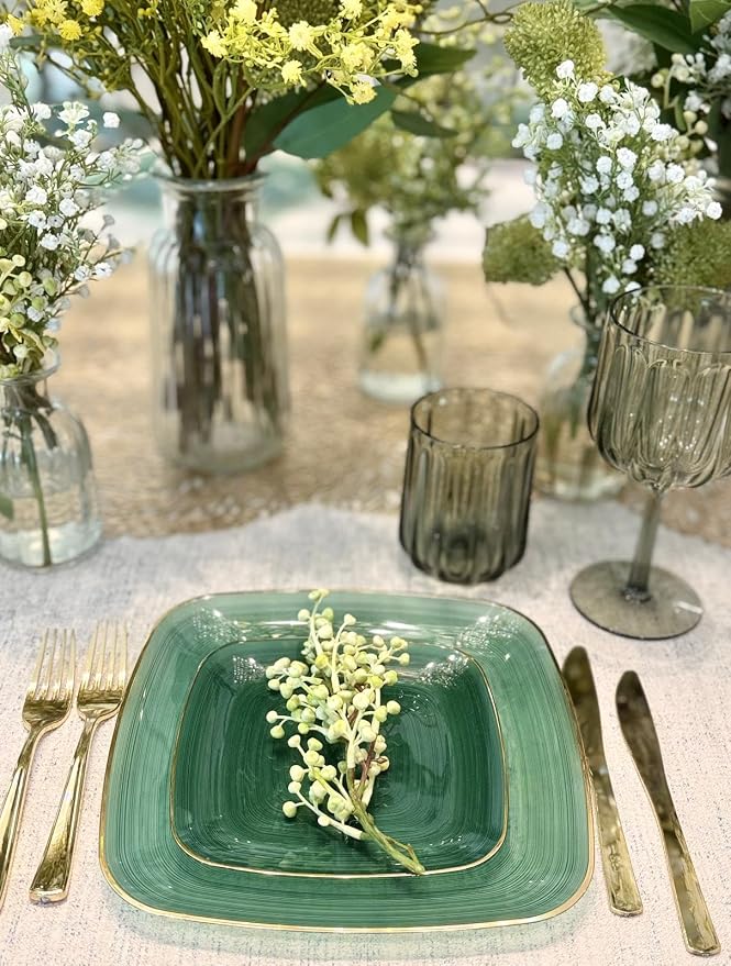 " OCCASIONS " 200pcs set-Wedding Party Disposable Plastic Plate Set -25 x 10'' - Image 7