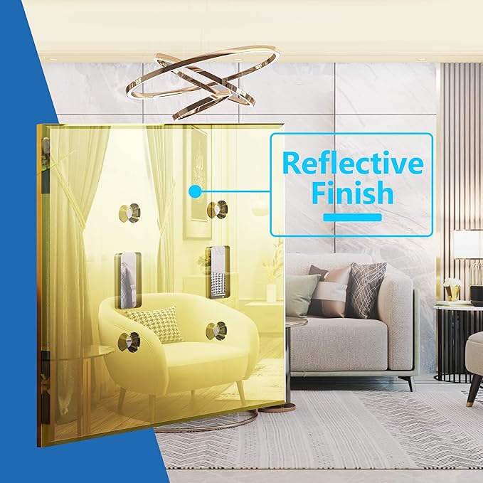 LIDER Reflective Acrylic Toggle Switch Wall Plate, Mirrored Double Light Switch Cover, Plexiglass Cover Plate, Acrylic Glass, Oversized 2-Gang 5.25" x 5.25", LWP-12O-AGD, Gold