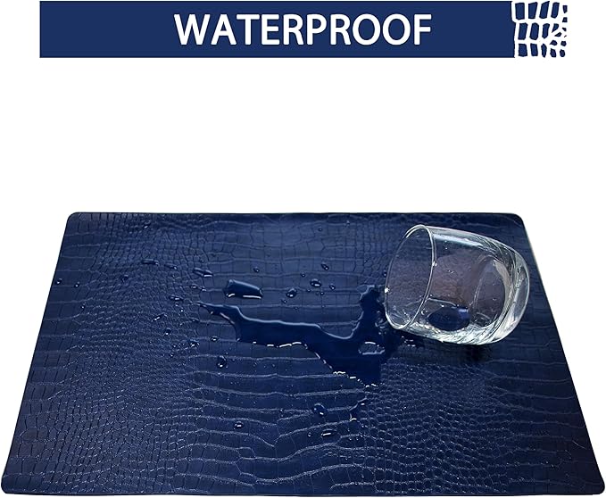 Set of 6 Faux Leather Placemats, PU Table Mats, Waterproof, Stain Resistant, Heat Resistant, Easy to Clean for Kitchen Dining Table,Conference Table