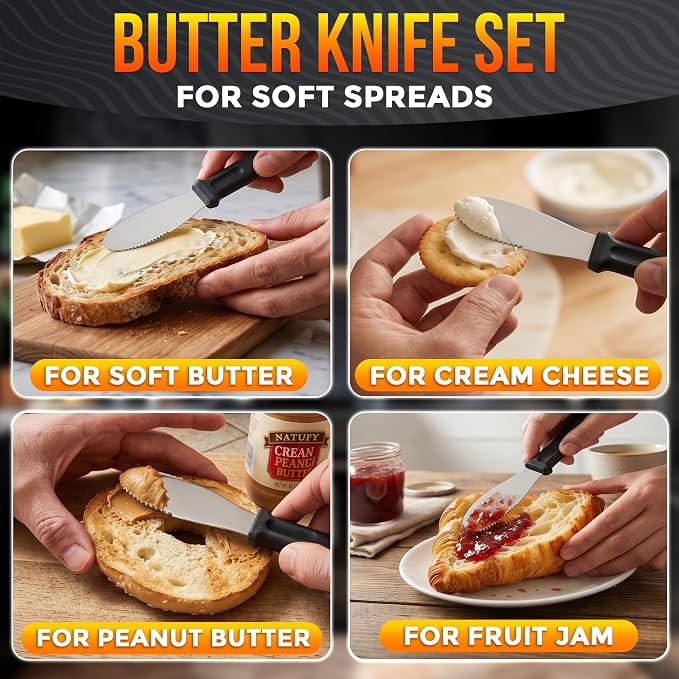 4 Pcs Butter Knives, 4 Inch Stainless Steel Blade | Butter Spreader Knives - Image 5