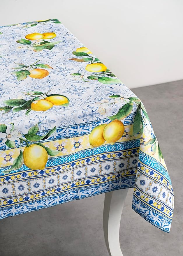 Maison d' Hermine Table Cloth Rectangle Table 100% Cotton 70 x 140 Inches Tablecloth Reusable Decorative for Dining Room Farmhouse Home Valentines Day Decorations Spring Summer - Citrus