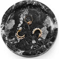 Marble Jewelry Dish 5 Inch Handmade Black Small Trinket Dish, Necklace & Ring Holder for Vanity Decor Accessories, Candle Plate, Key Bowl & Perfume Organzier, Gifts for Women