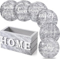 Queekay Coasters Set of 6 House Warming Gifts New Home Wooden Farmhouse Drink by Queekay