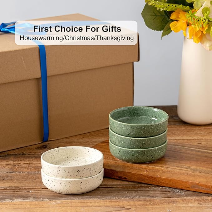 Dipping Bowls Set of 4, 2462°F High-Fired Ceramic Small Bowls for Dips, Olive Oil & Sauce, Elevates Table Setting, Idea for BBQ,Afternoon Tea,Entertaining,Housewarming & Holiday Gifts
