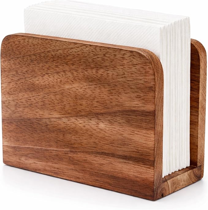 Mango Wood Burning Finish Napkin Holder, 5.5"x2.5"x4" | Upright Paper Napkin by KCKULLICRAFT