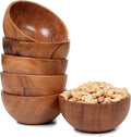 Set of 6 small acacia wood dessert bowls 4.2 * 2 inches | 8 oz capacity | by LAVAUXDESIGNS