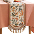 bilin gaier Designer Elegant French Linen Table Runner, Floral Pattern by bilingaier