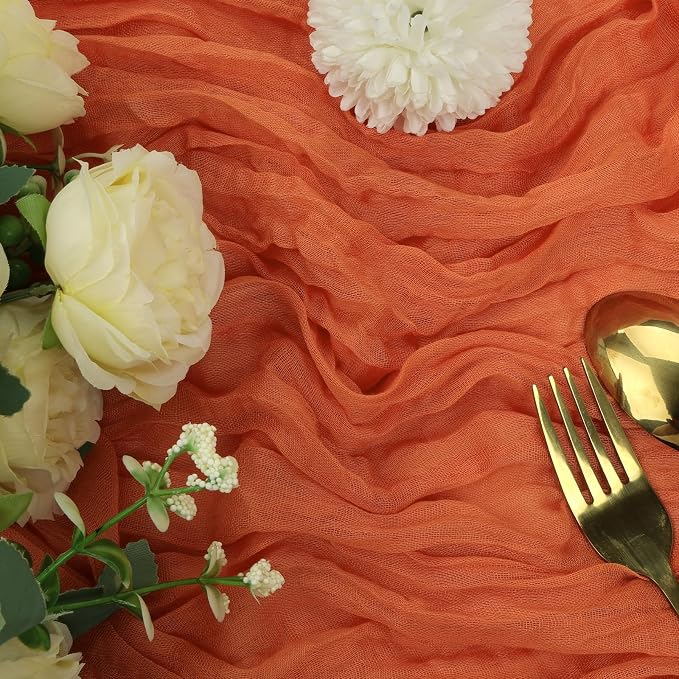12 Pack Orange Cheesecloth Table Runner 10FT Boho Cheese Cloth Gauze Fabric - Image 2